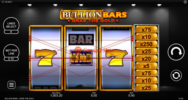 Base Game for Bullion Bars Grab The Gold slot from Inspired Gaming