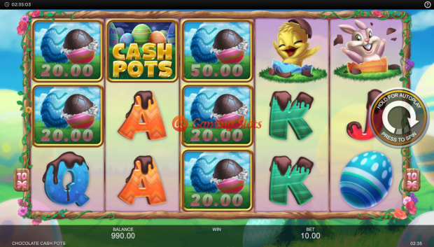 Base Game for Chocolate Cash Pots slot from Inspired Gaming
