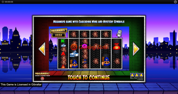 Game Intro for Cops 'n' Robbers Megaways slot from Inspired Gaming