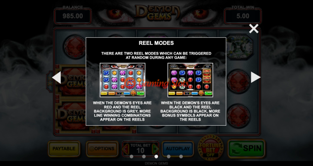 Game Rules for Demon Gems slot from Inspired Gaming