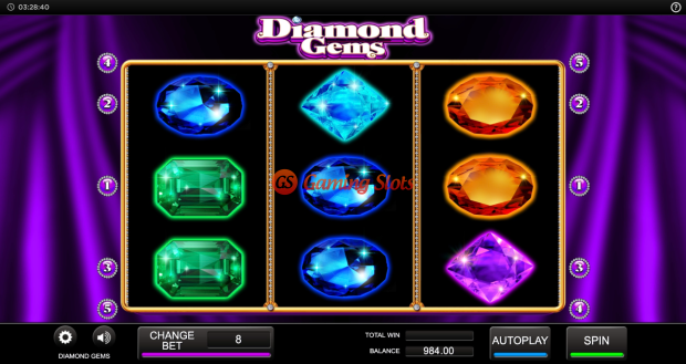 Base Game for Diamond Gems slot from Inspired Gaming