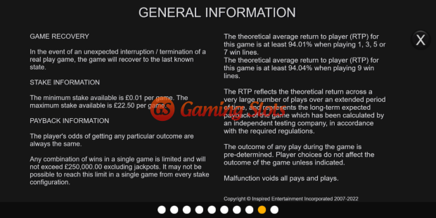 Game Rules for Double Cash Spinner slot from Inspired Gaming