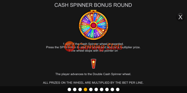 Pay Table for Double Cash Spinner slot from Inspired Gaming