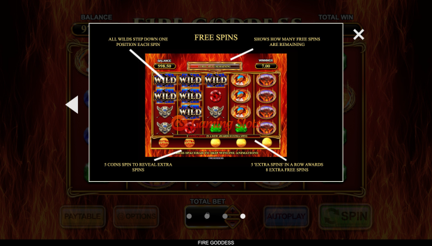 Game Rules for Fire Goddess slot from Inspired Gaming