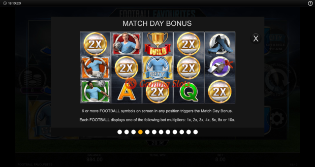 Game Rules for Football Favourites slot from Inspired Gaming