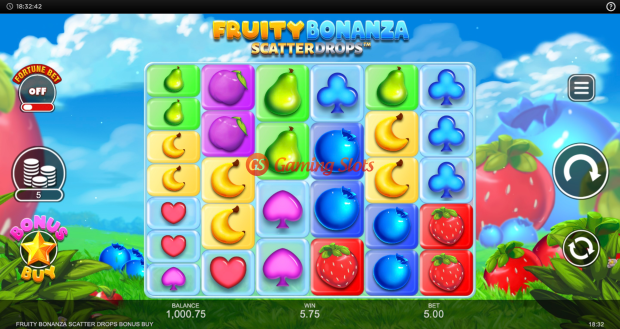 Base Game for Fruity Bonanza Scatter Drops slot from Inspired Gaming