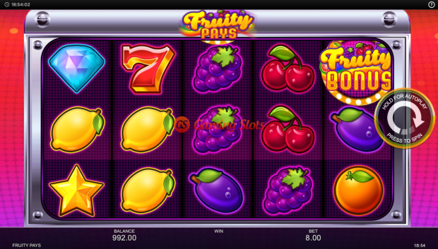 Base Game for Fruity Pays slot from Inspired Gaming