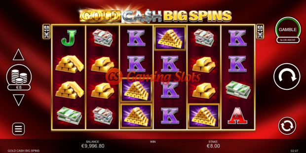 Base Game for Gold Cash Big Spins slot from Inspired Gaming