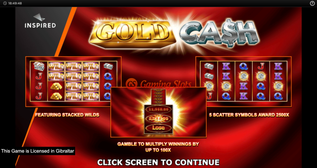 Game Intro for Gold Cash slot from Inspired Gaming
