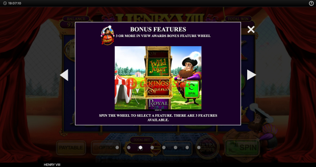 Game Rules for Henry VIII slot from Inspired Gaming