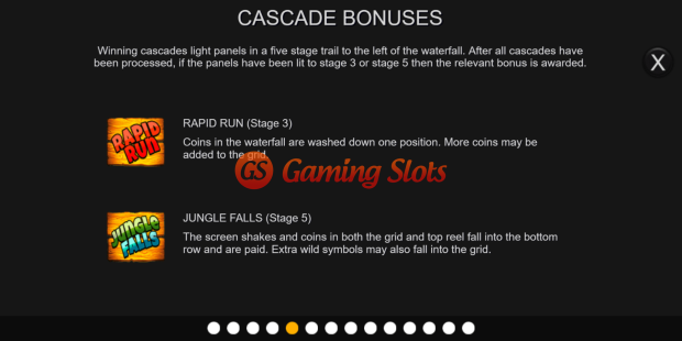Pay Table for Jungle Falls slot from Inspired Gaming