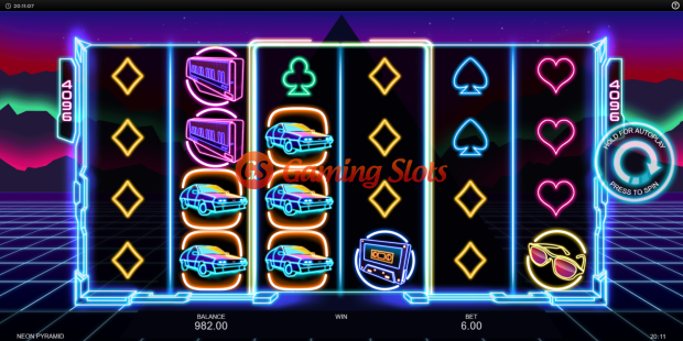 Base Game for Neon Pyramid slot from Inspired Gaming