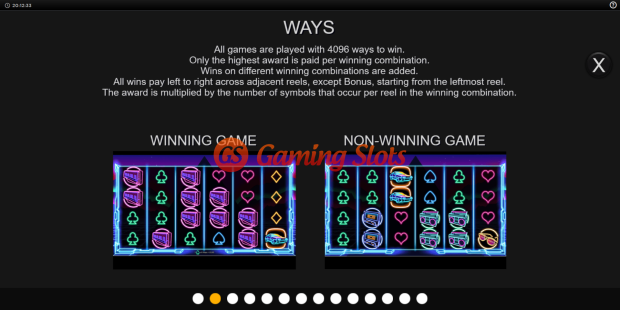 Game Rules for Neon Pyramid slot from Inspired Gaming