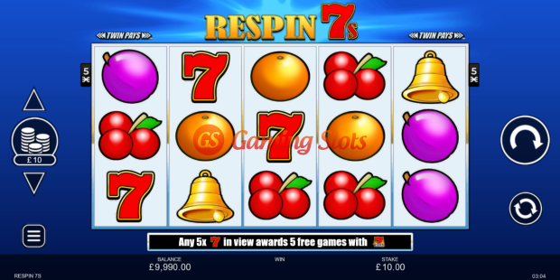 Base Game for Respin 7s slot from Inspired Gaming
