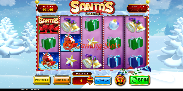 Base Game for Santa's Free Spins slot from Inspired Gaming
