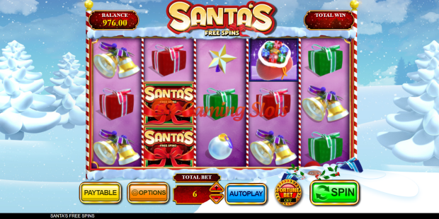 Base Game for Santa's Free Spins slot from Inspired Gaming