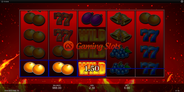 Base Game for Stacked Fire 7s slot from Inspired Gaming