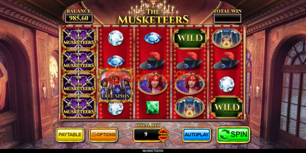 Base Game for The Musketeers slot from Inspired Gaming
