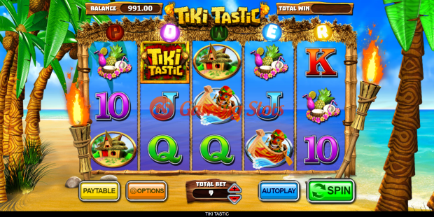 Base Game for Tiki Tastic slot from Inspired Gaming