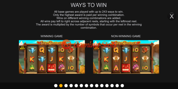 Pay Table for Totem Thunder slot from Inspired Gaming
