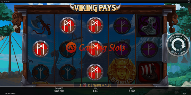 Base Game for Viking Pays slot from Inspired Gaming