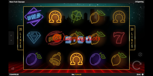 Neon Fruit Cityscape slot base game by 1X2 Gaming