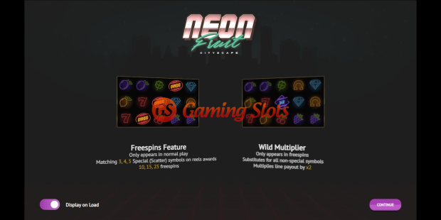 Neon Fruit Cityscape slot game intro by 1X2 Gaming