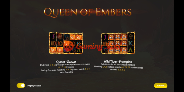 Queen of Embers slot game intro by 1X2 Gaming