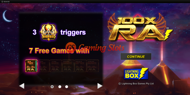 Game Intro for 100x Ra slot from Lightning Box Games