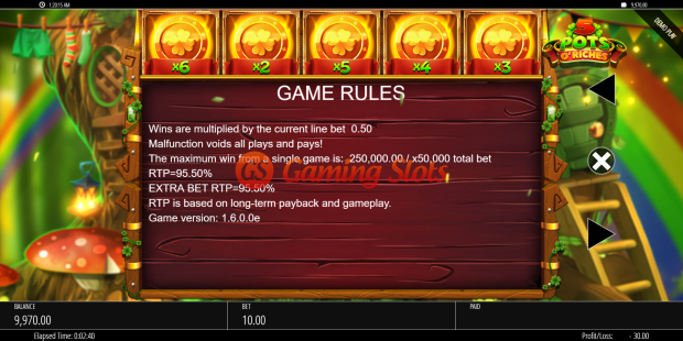 Game Rules for 5 Pots O'Riches slot from BluePrint Gaming