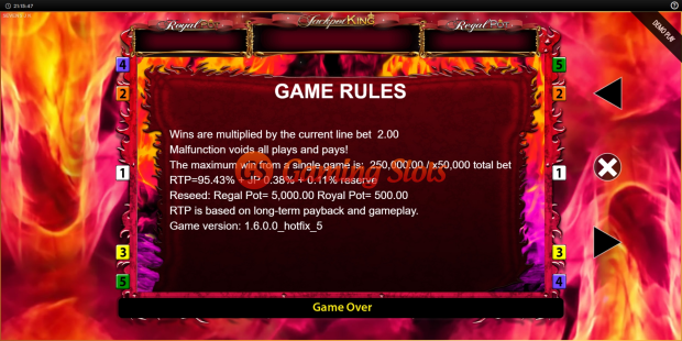 Game Rules for 7s Deluxe Jackpot King slot from BluePrint Gaming