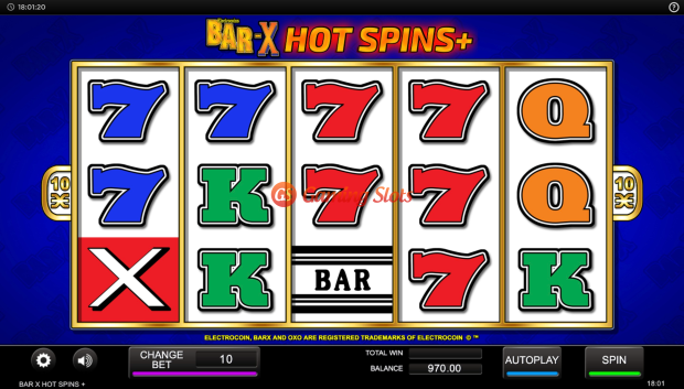 Base Game for Bar-X Hot Spins slot from Inspired Gaming