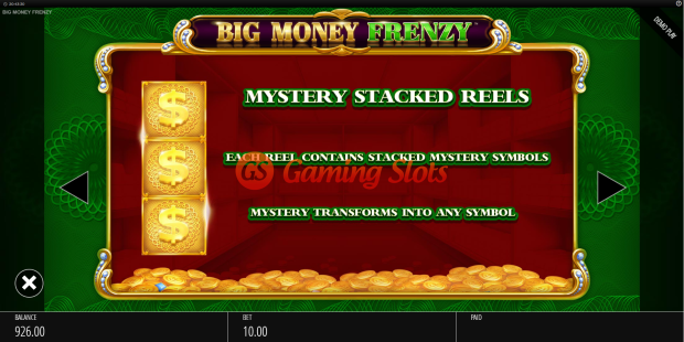 Pay Table for Big Money Frenzy slot from BluePrint Gaming