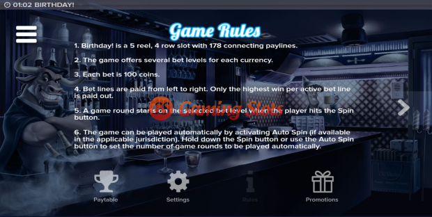 Game Rules for Birthday! slot from Elk Studios