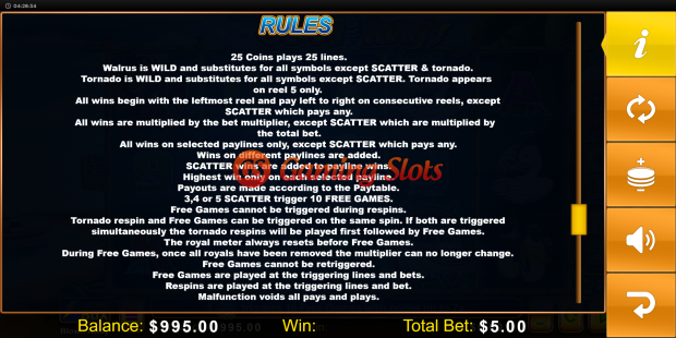 Game Rules for Blown Away slot from Lightning Box Games