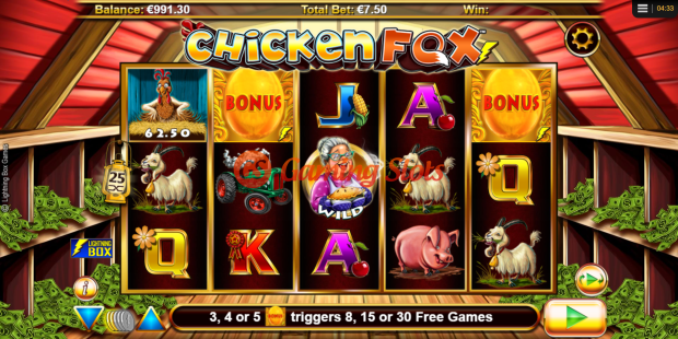 Base Game for Chicken Fox slot from Lightning Box Games