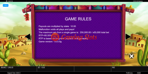 Game Rules for Chilli Picante Megaways slot from BluePrint Gaming