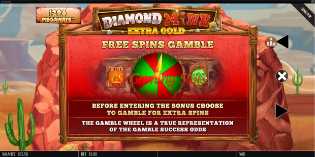Pay Table for Diamond Mine Extra Gold Megaways slot from BluePrint Gaming