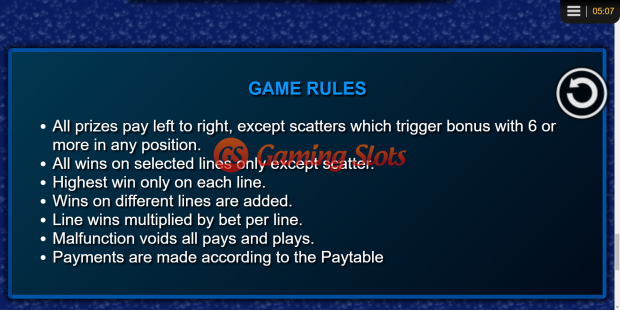 Game Rules for Dolphin Gold slot from Lightning Box Games