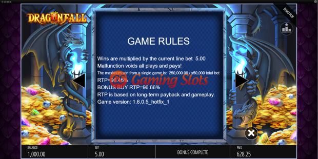 Game Rules for Dragonfall slot from BluePrint Gaming
