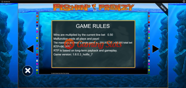 Game Rules for Fishin Frenzy Power 4 Slots slot from BluePrint Gaming