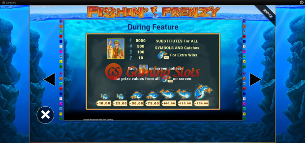 Pay Table for Fishin Frenzy Power 4 Slots slot from BluePrint Gaming