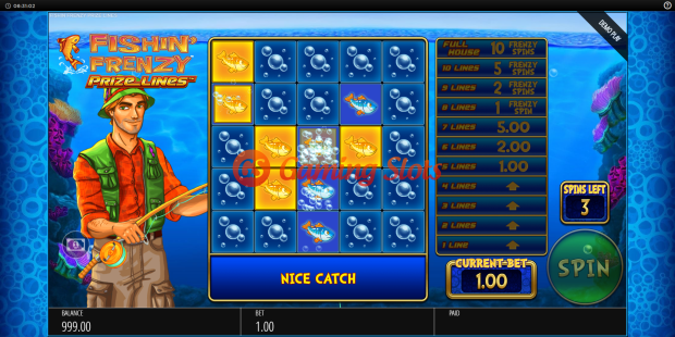 Base Game for Fishin Frenzy Prize Lines slot from BluePrint Gaming