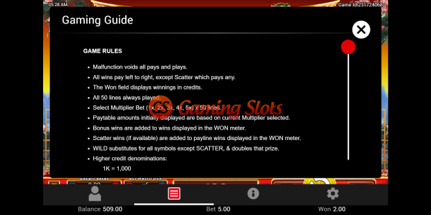 Game Rules for Fortune Pays slot from Lightning Box Games