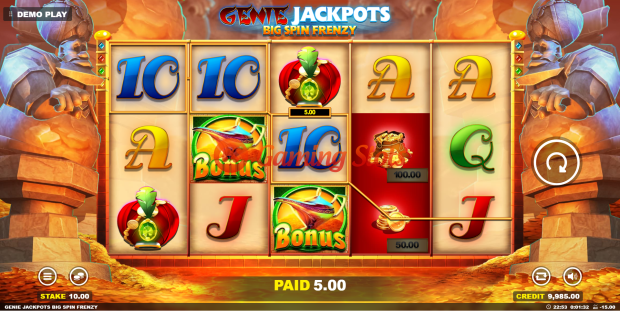 Base Game for Genie Jackpots Big Spin Frenzy slot from BluePrint Gaming