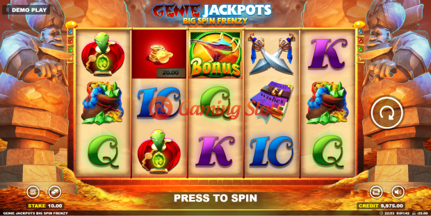Base Game for Genie Jackpots Big Spin Frenzy slot from BluePrint Gaming