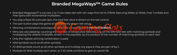 Game Rules for GoldBet Branded Megaways slot from Iron Dog Studio