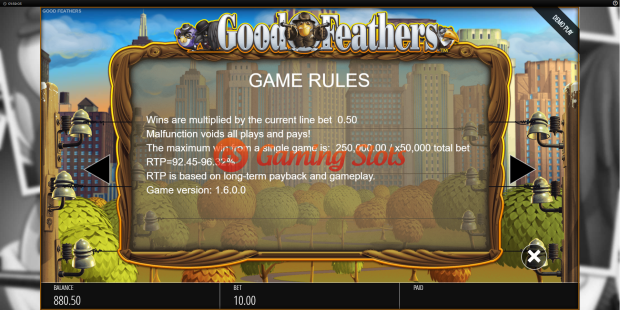 Game Rules for Good Feathers slot from BluePrint Gaming