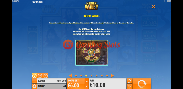 Pay Table and Game Info for Hidden Valley slot from Quickspin