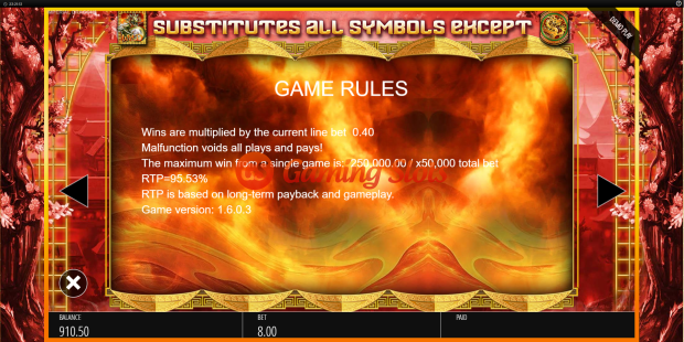 Game Rules for Imperial Dragon slot from BluePrint Gaming